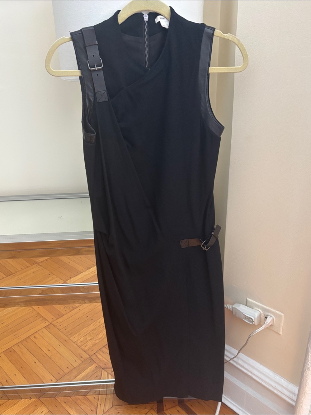 Vintage Helmut Lang Black Sleeveless Buckle Dress